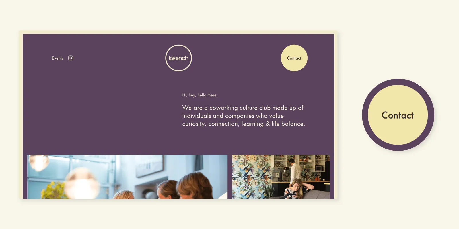 Club Kwench contact page - coworking space