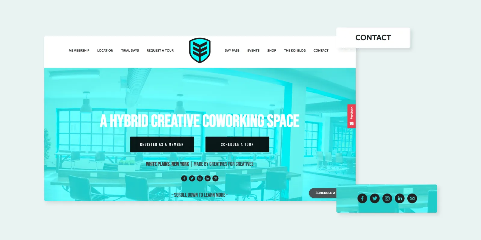 KOI Contact page - coworking space