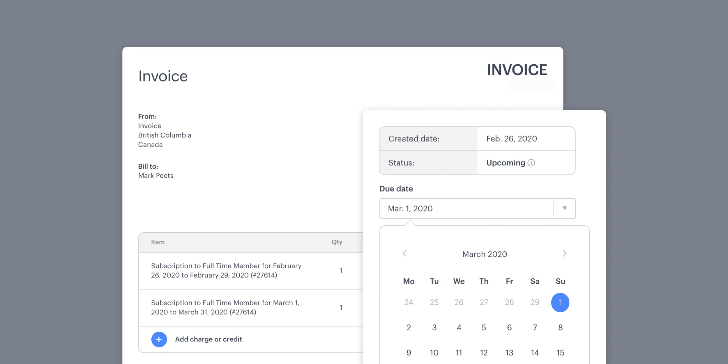 Managing invoices in Optix