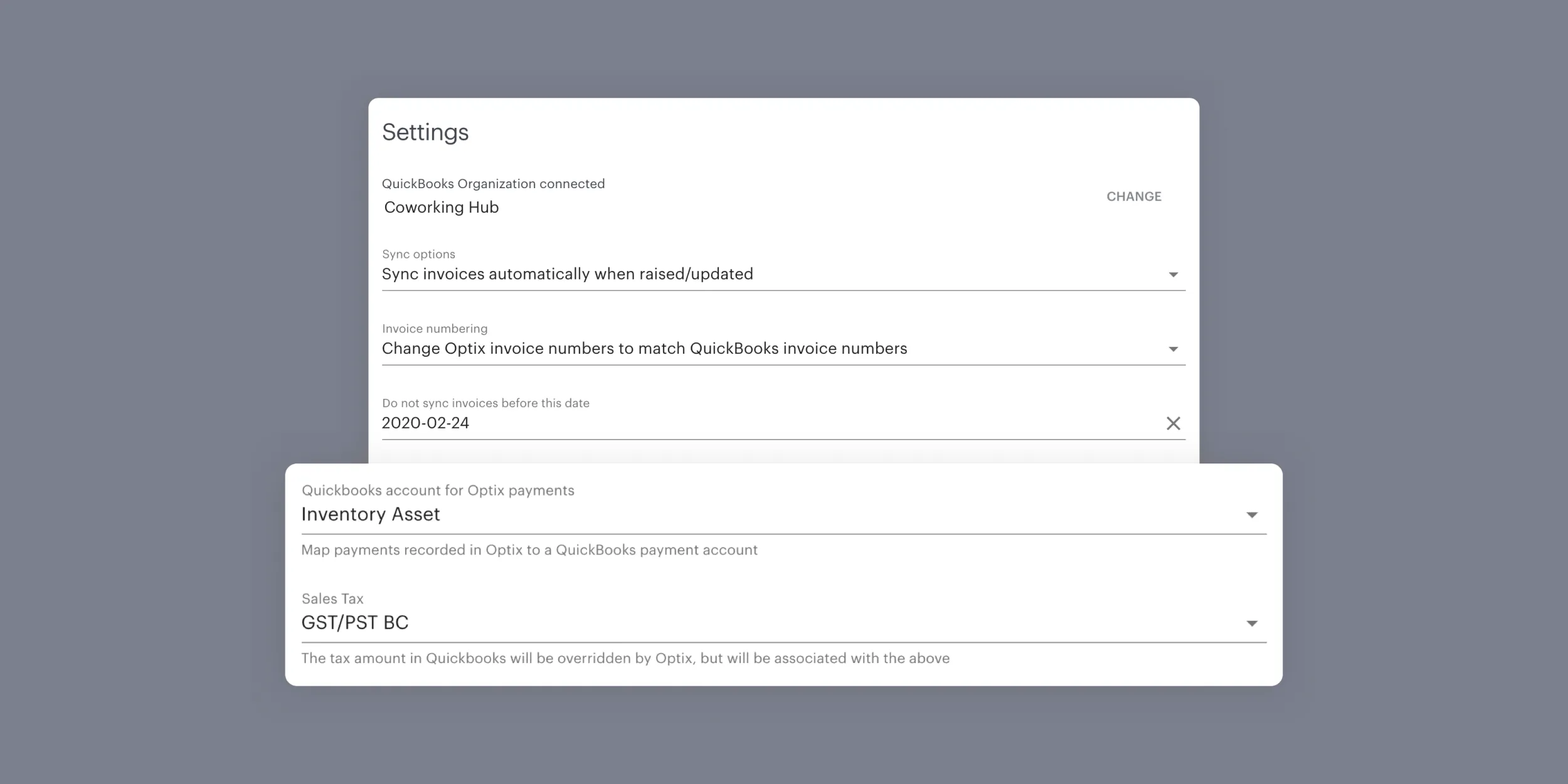 Optix and Quickbooks integration