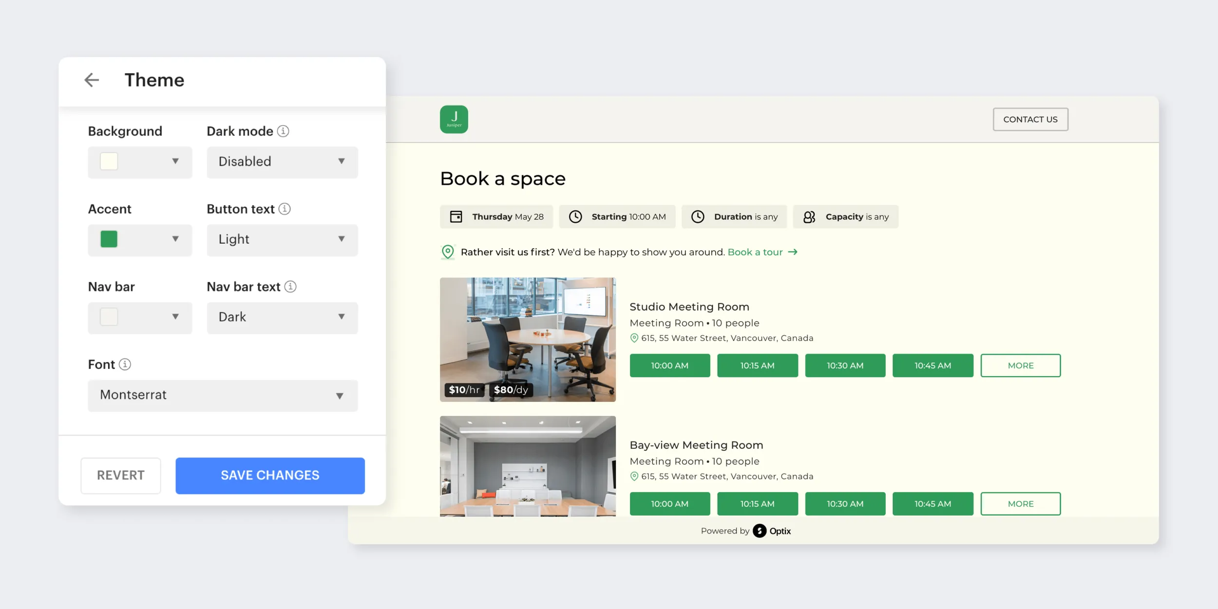 Drop-in Booking web widget for coworking spaces - Optix