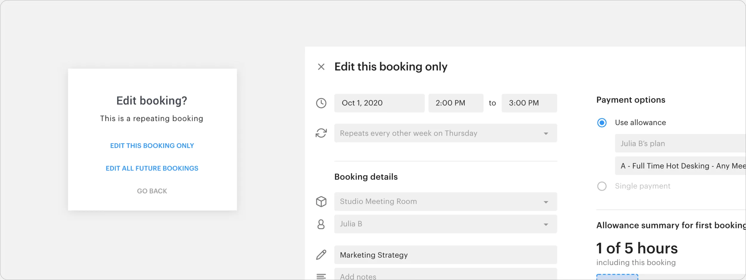 Repeat Bookings - Optix feature coworking software
