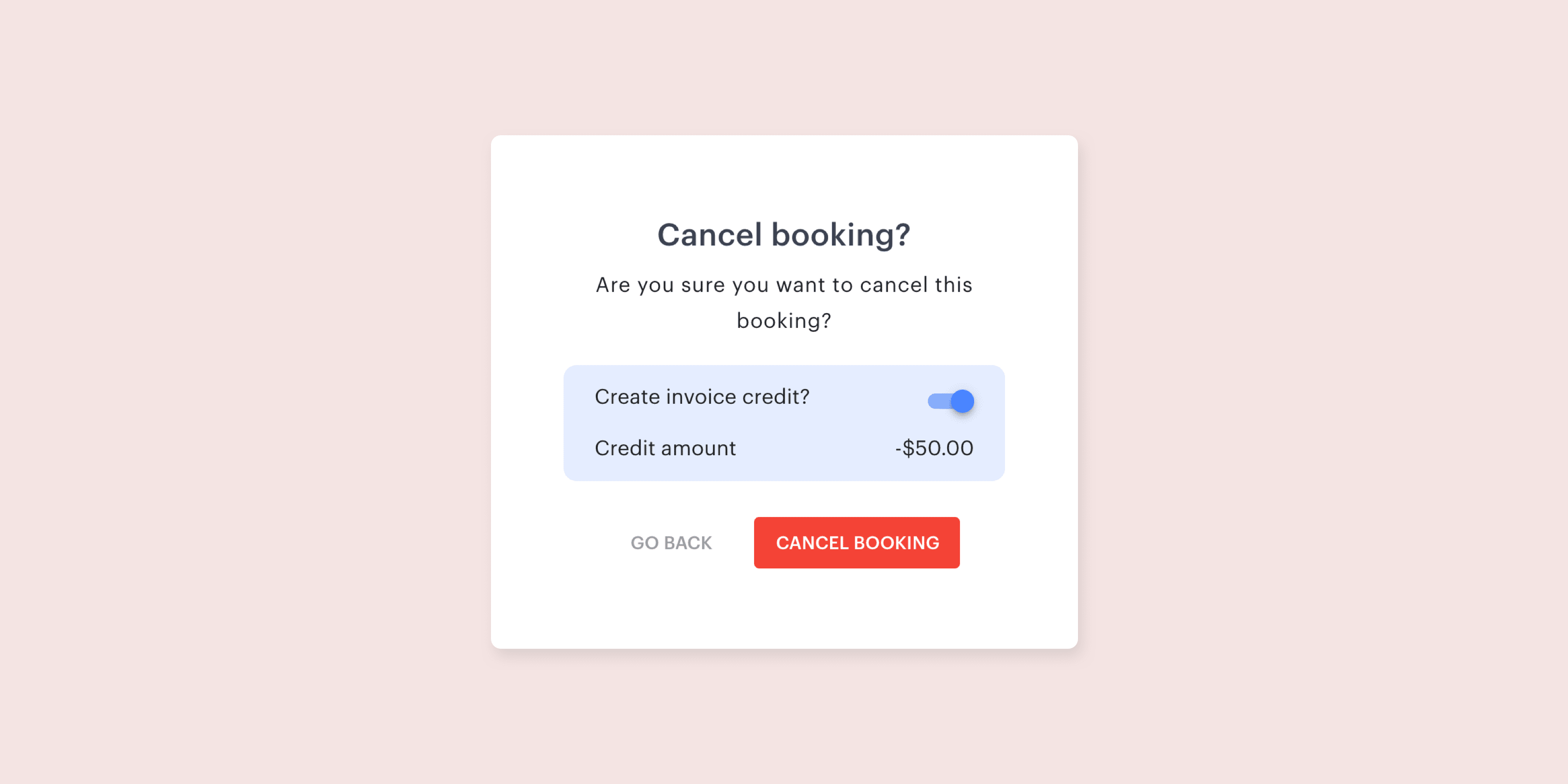 Cancelled credit booking in Optix