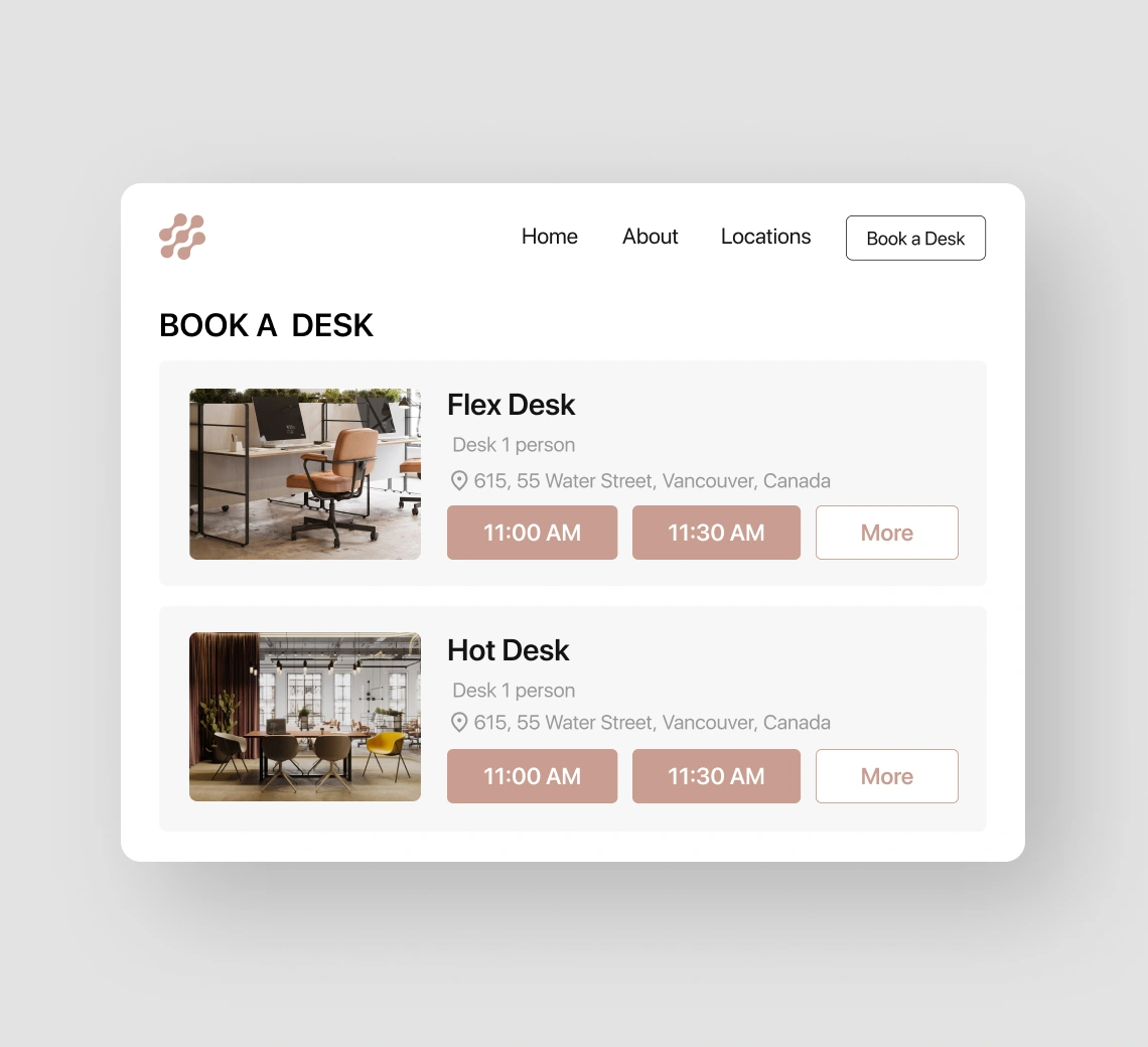 Desk booking feature for Flex Desk and Hot Desk with Optix