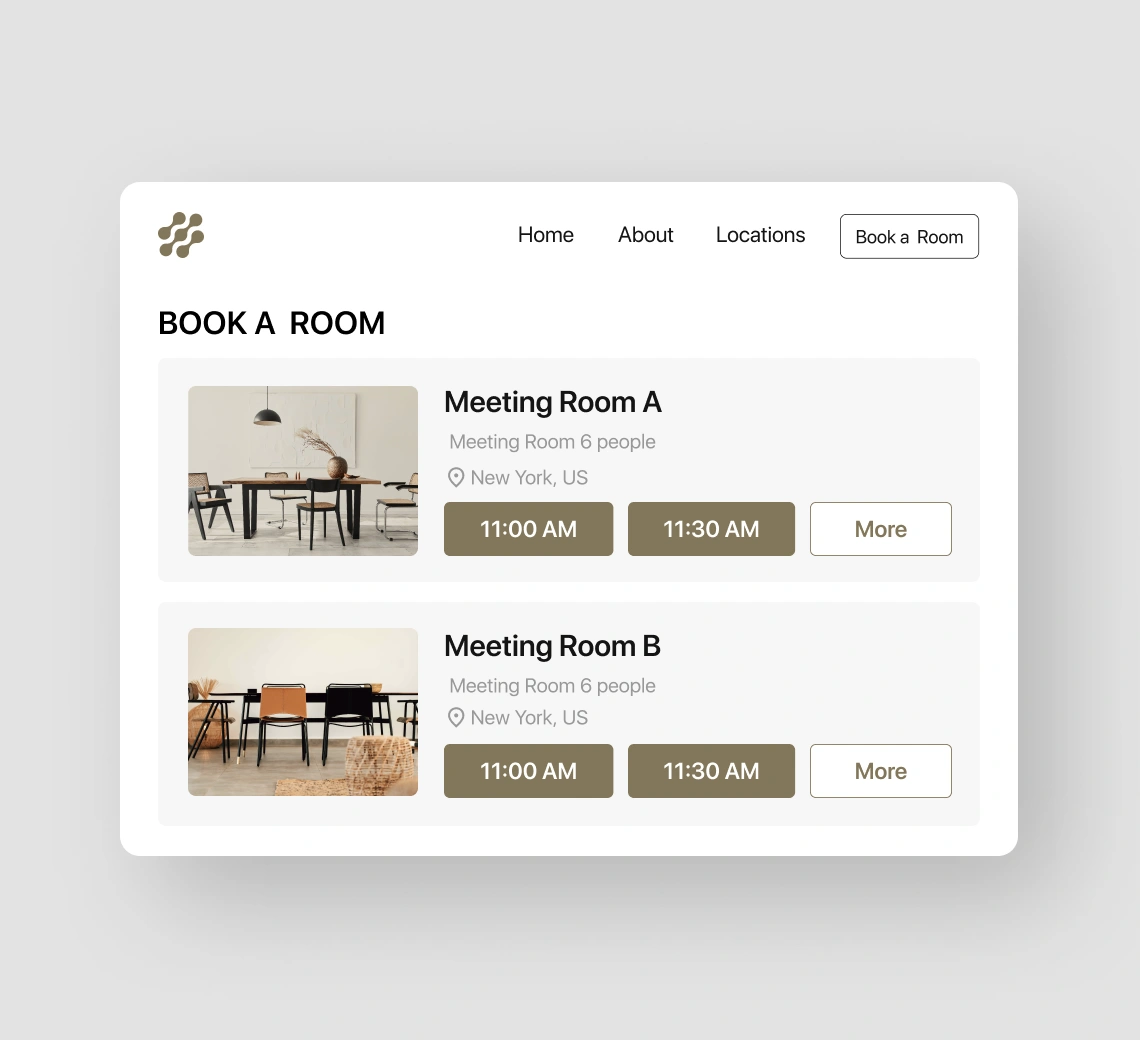 Optix Meeting Room Booking Feature Desktop Widget