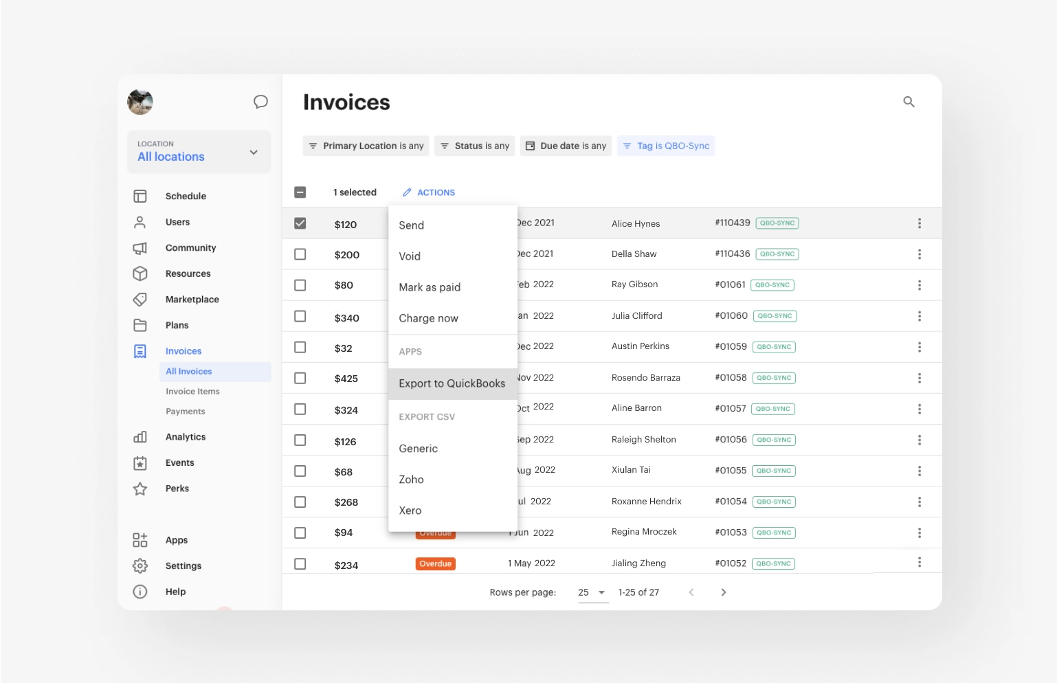 Optix and Quickbooks Integration for coworking spaces