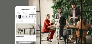 Meeting room booking system for coworking spaces