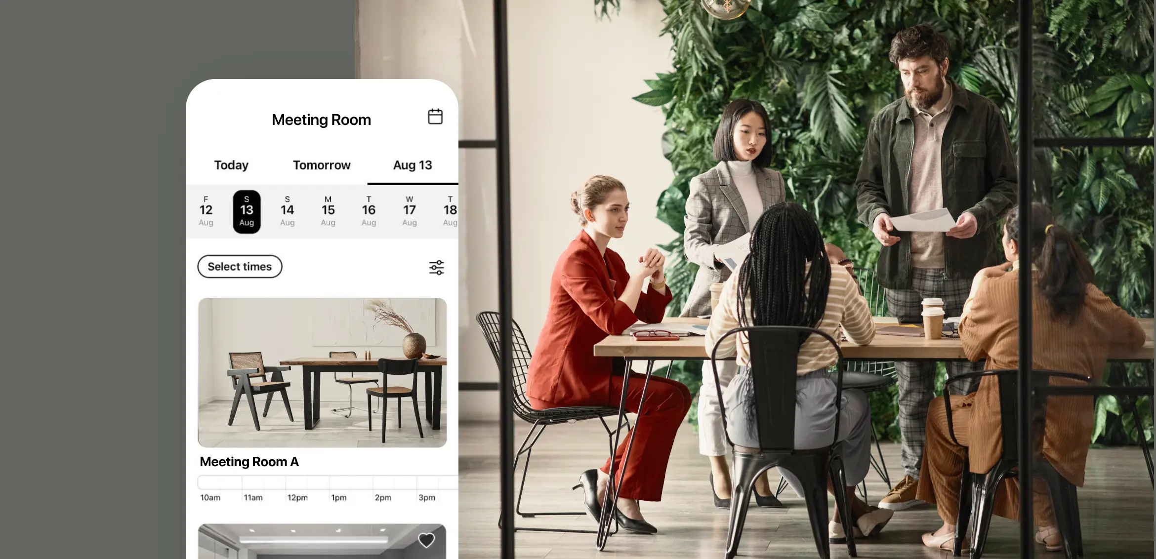 Meeting room booking system for coworking spaces