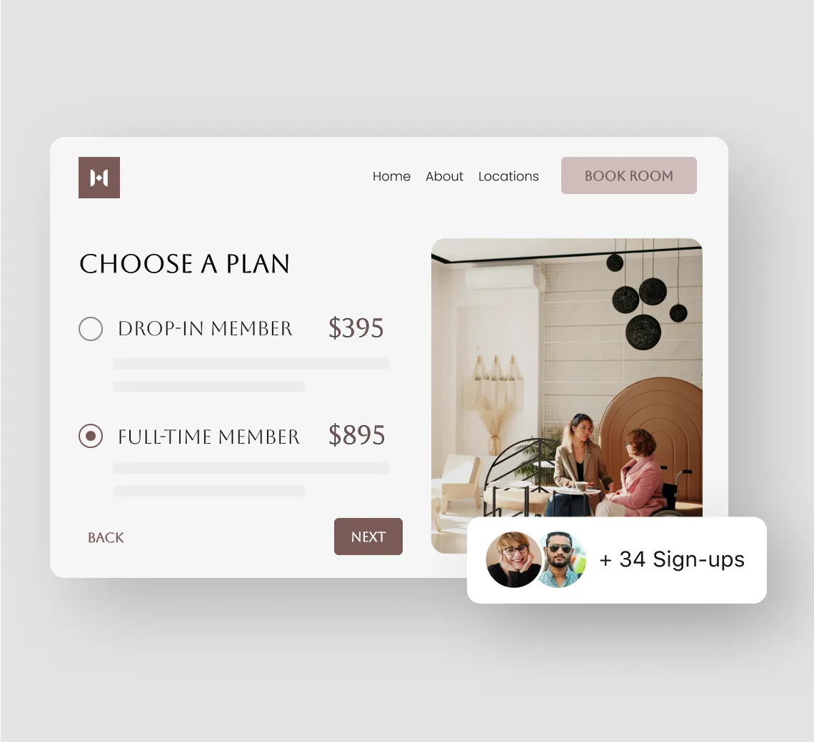 Web widgets - automate bookings for coworking spaces