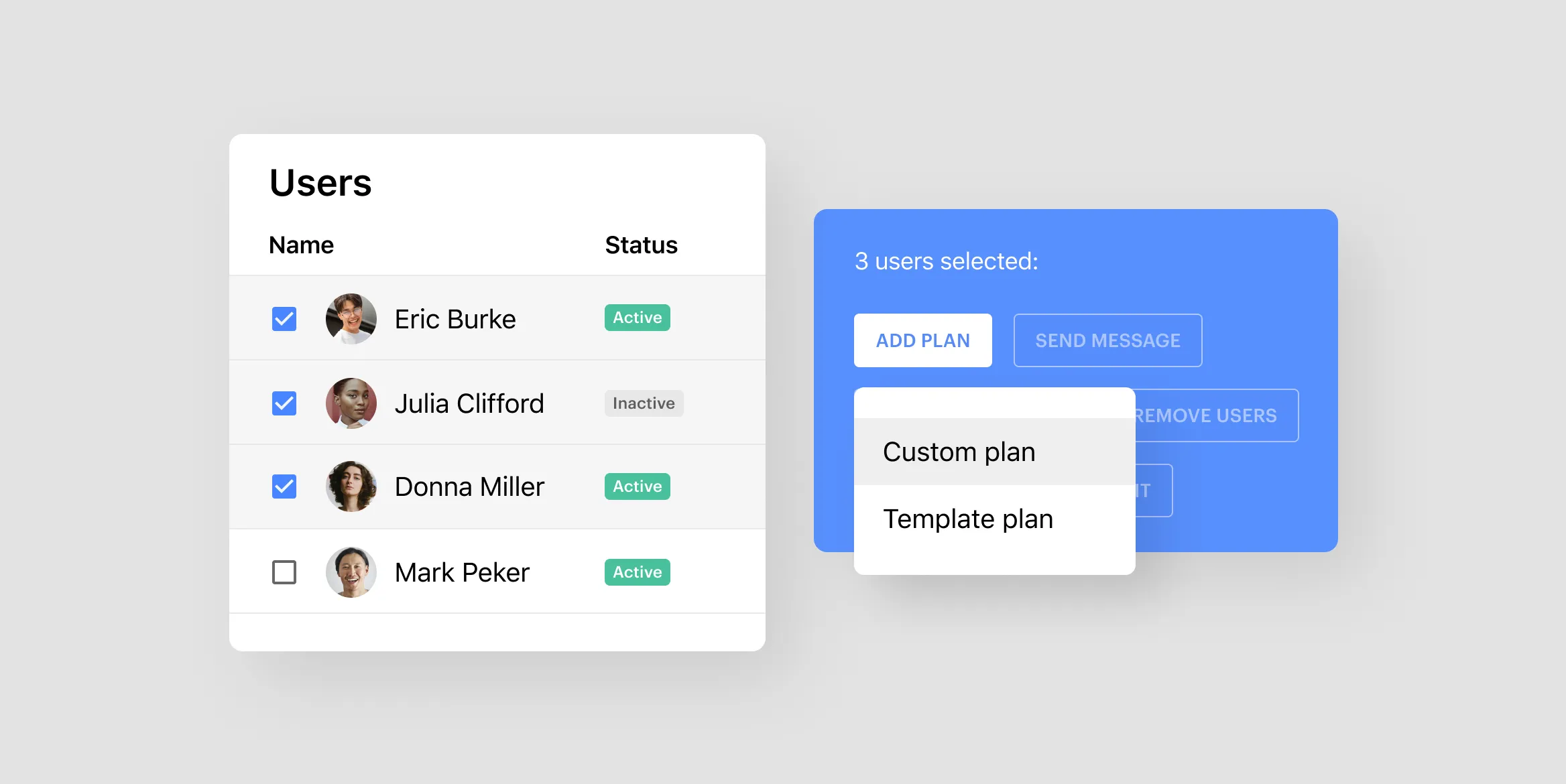 Bulk assign Plans to Users and Teams