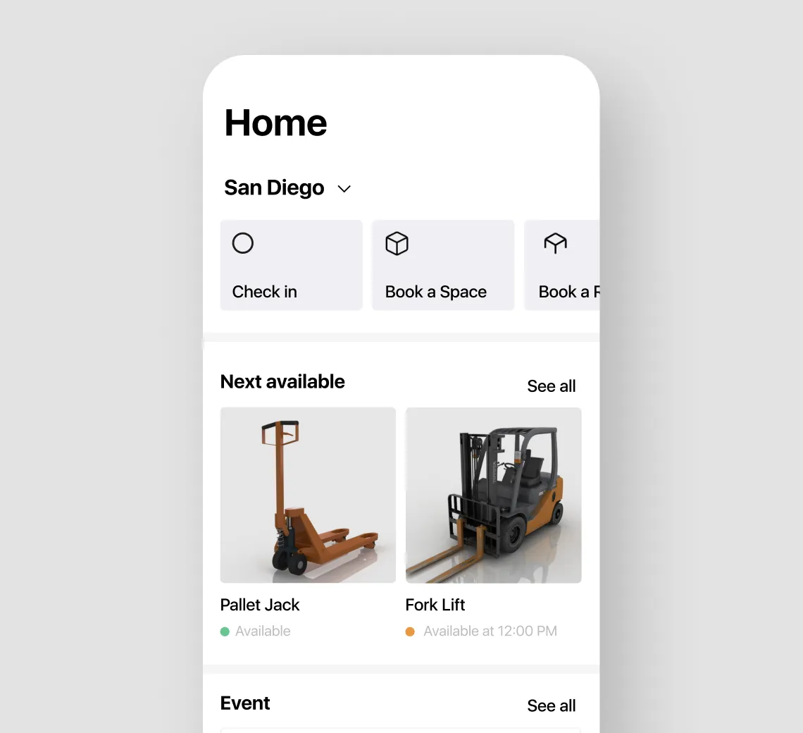White-labeled app for co-warehousing spaces
