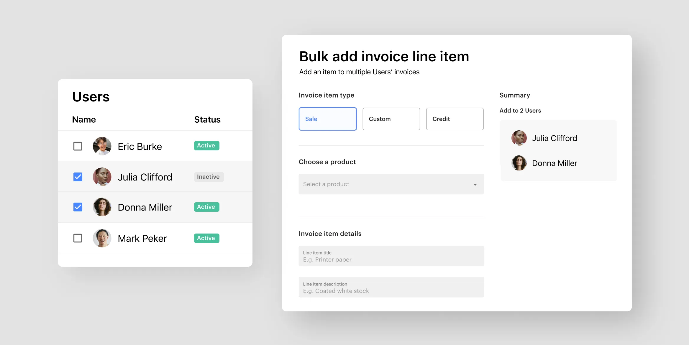 Bulk add invoice line item