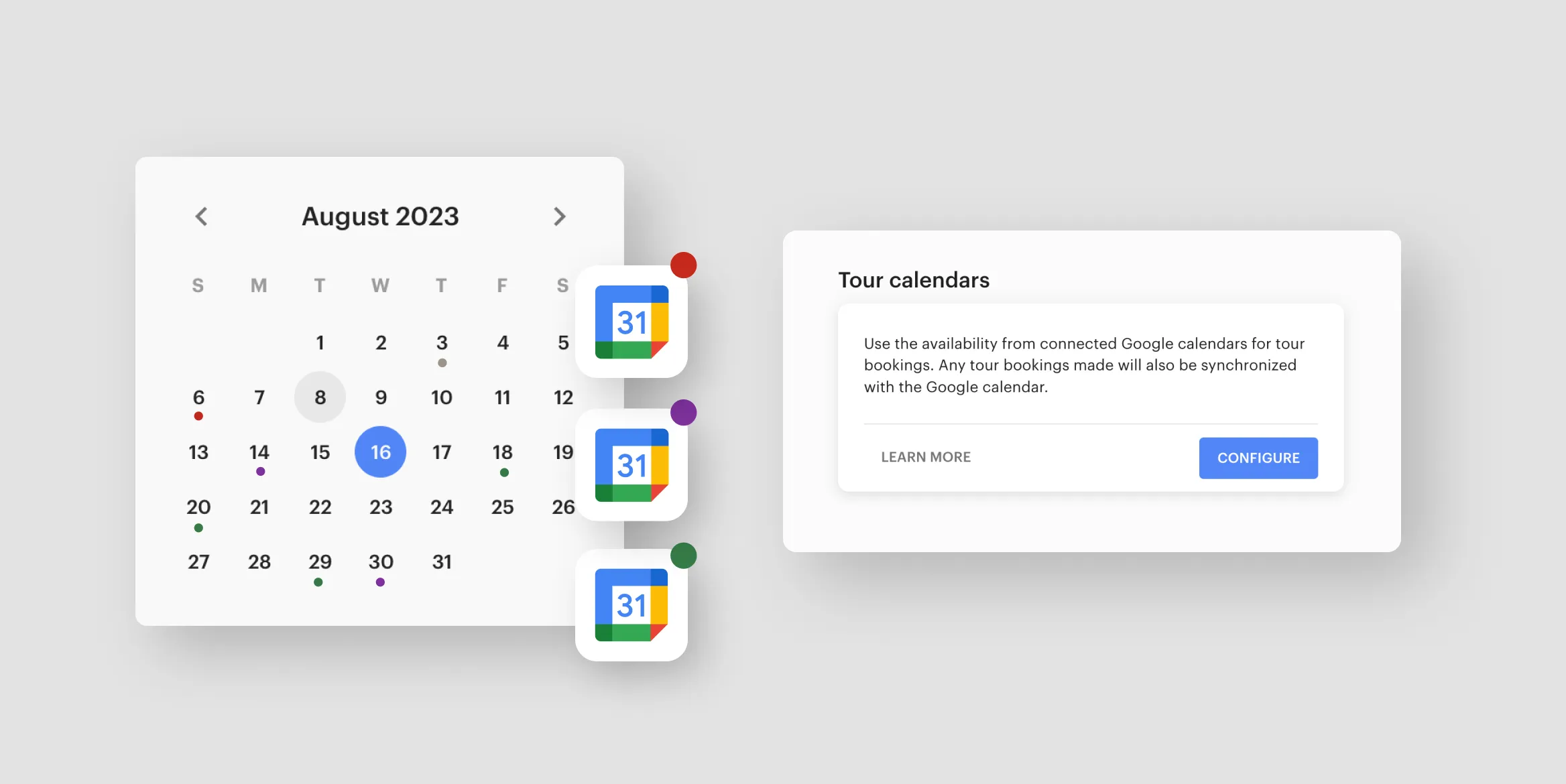 Connect multiple Google calendars to Optix