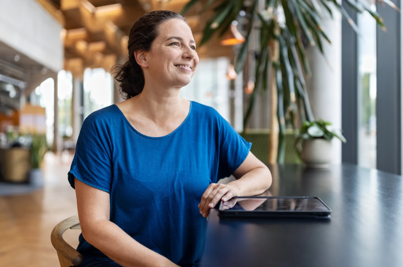 Woman working in a coworking space