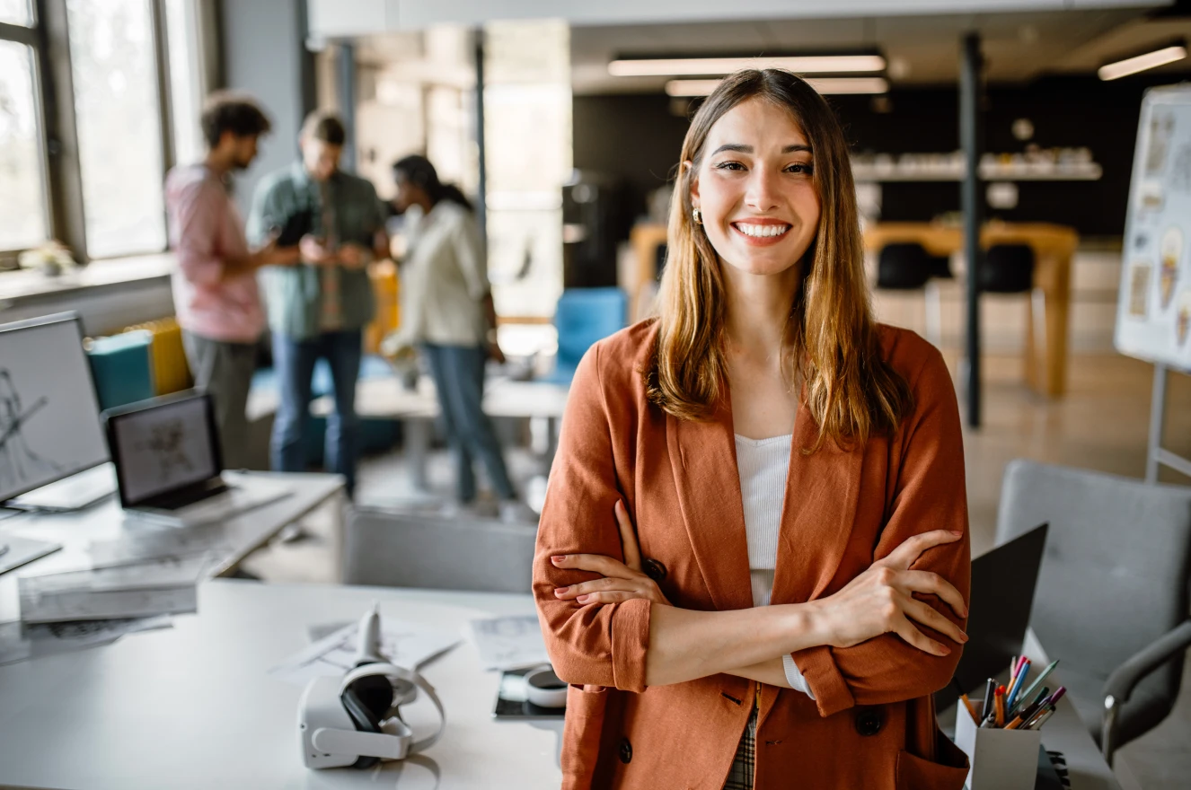 woman working in a coworking space