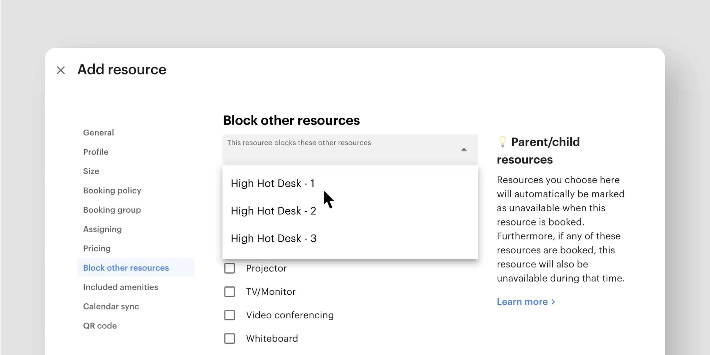 Block ‘child’ resources under a ‘parent’ resource