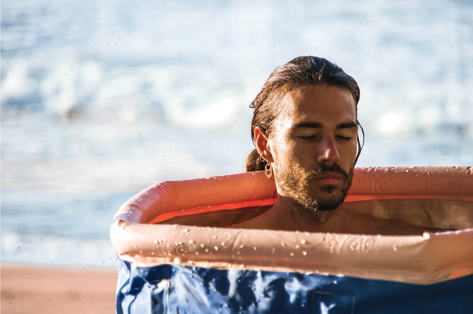 Person in ice bath at Koworks