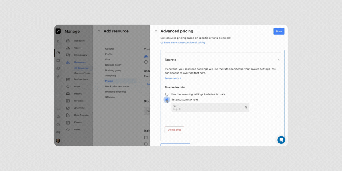 Set tax for resources based on conditions you define