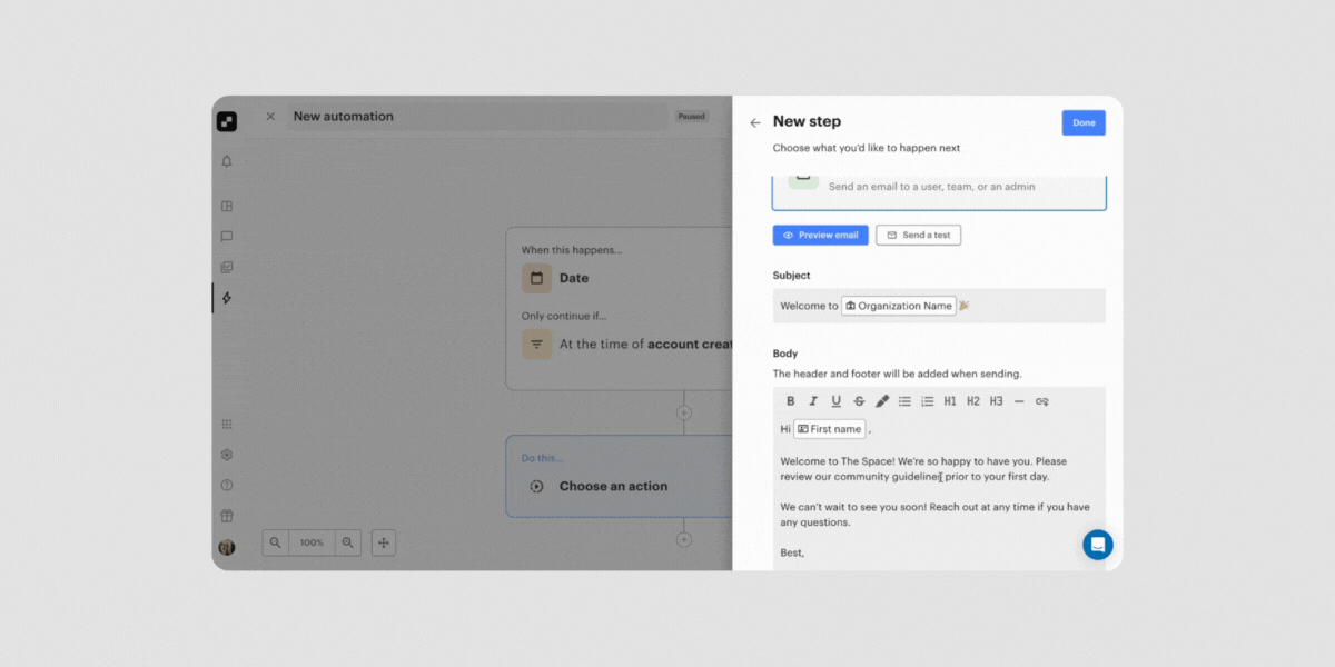 Add links to your automated emails in Optix