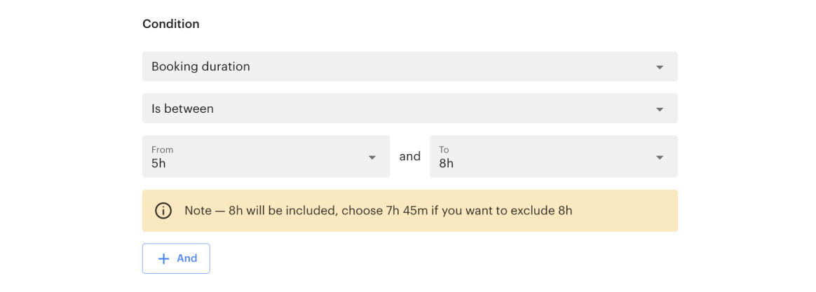 Booking durations more than 5 hours
