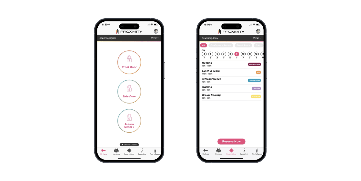 Proximity coworking mobile app