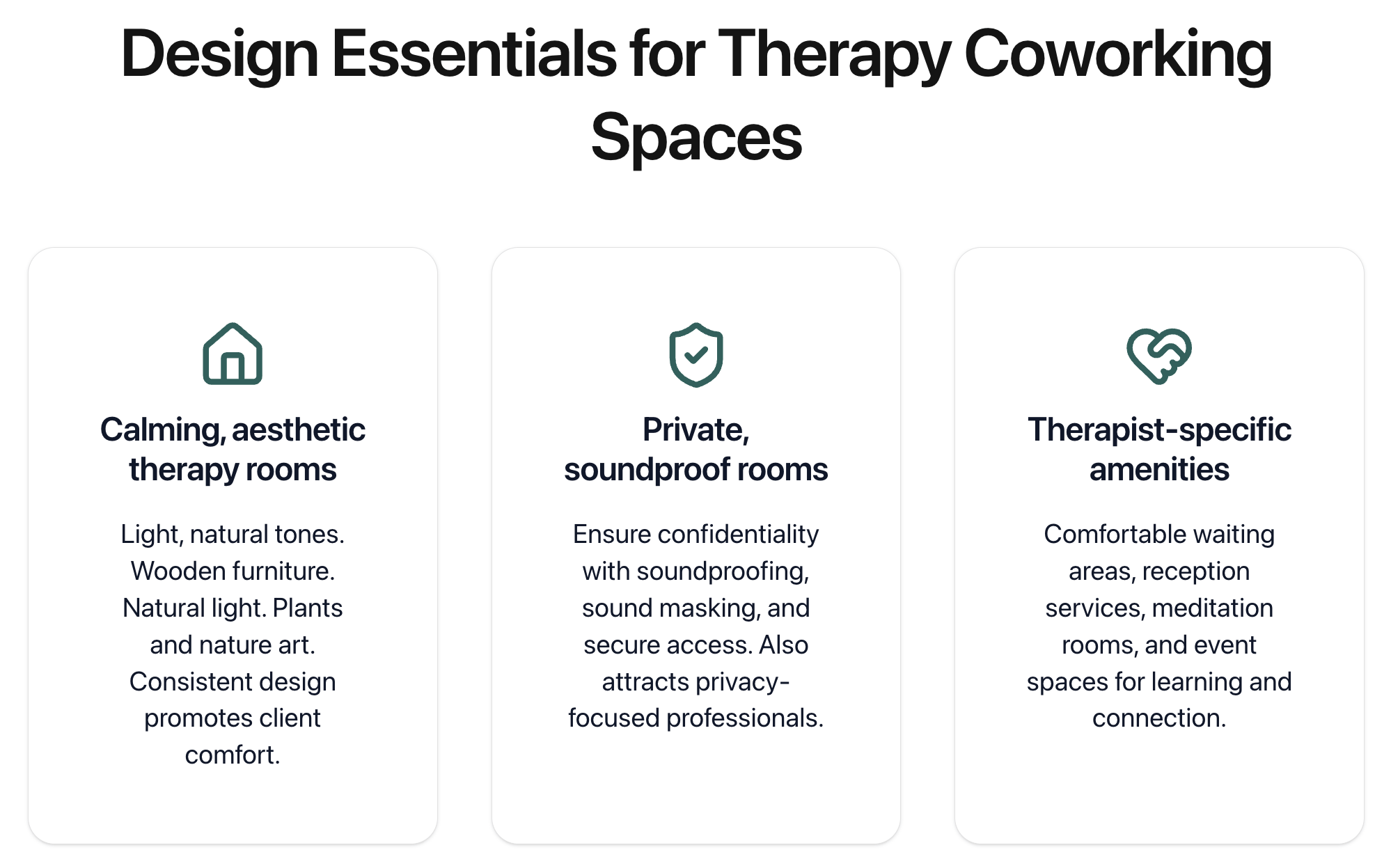 Design essentials for therapy coworking spaces