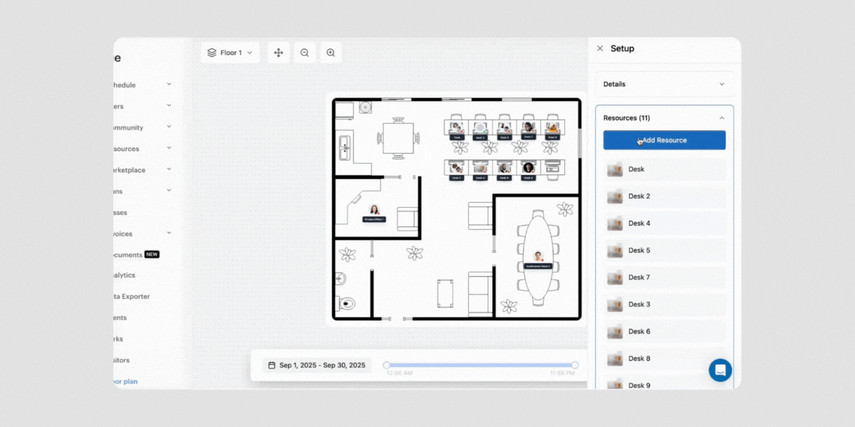 Place a desk in the Optix floor plan