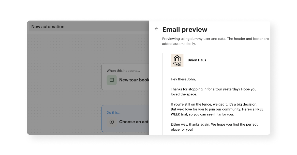 Send an automated sales email to coworking members