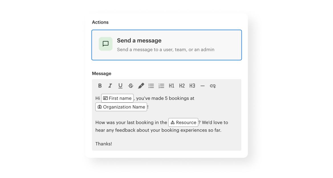 Send a message automatically in Optix