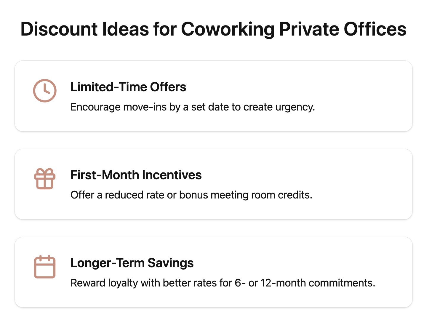 Discount ideas for selling private offices in a coworking space
