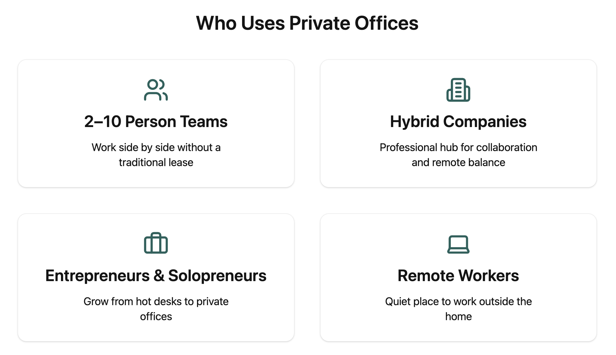 Who uses private offices in a coworking space