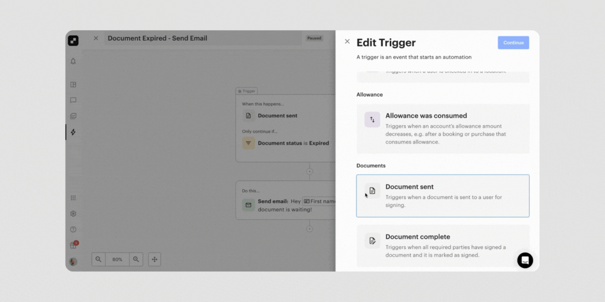 Automate document sending and document signing in your coworking space