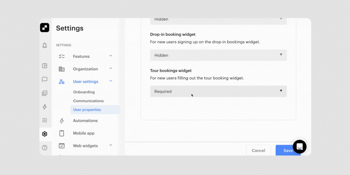Tour bookings in Web Widgets in Optix